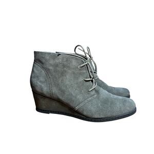 Suede Ankle Boots Wedge Gray Michael Shannon Rebeka Bootie 10 Boho Chic Earthy